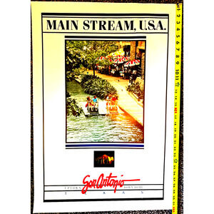 Vintage San Antonio Texas River Walk Poster The Kangaroo Court Photo Paddle Boat